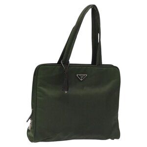 PRADA Hand Bag Nylon Green Auth
